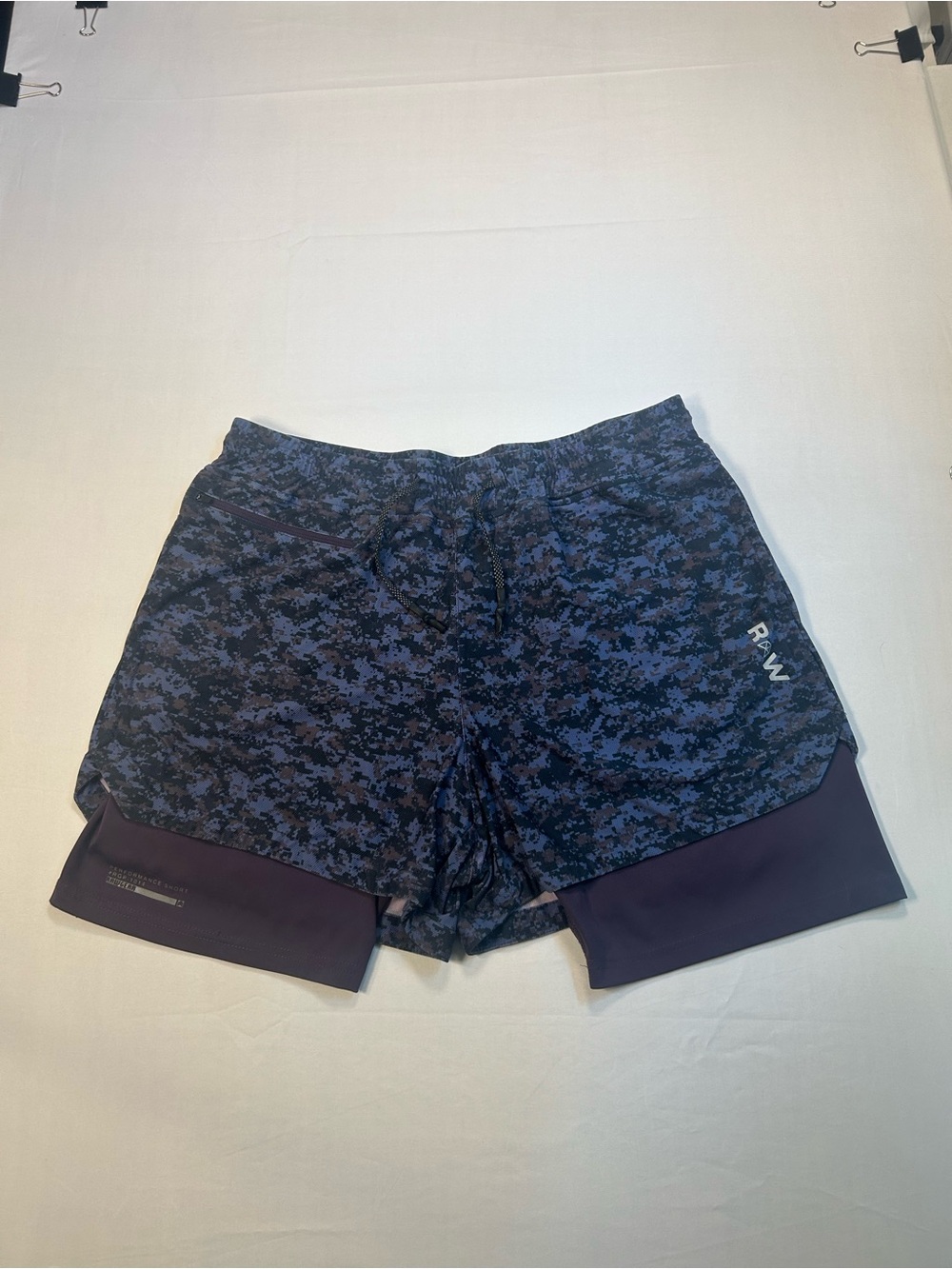 RawGear Shorts Mens L Digital Camo Lined Performance Stretch Athletic Gym DEFY